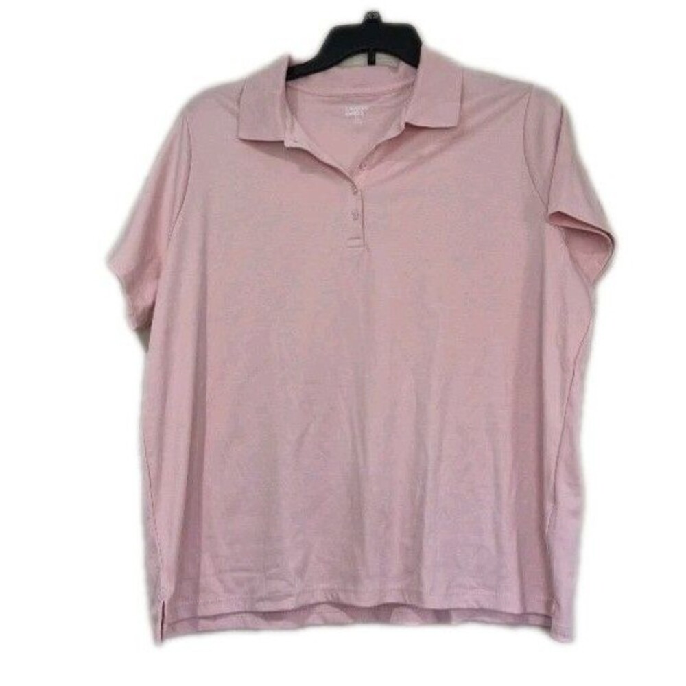 Lands End Cotton Polo Shirt Womens Plus Size 2 X Pink Short Sleeve Preppy Summer